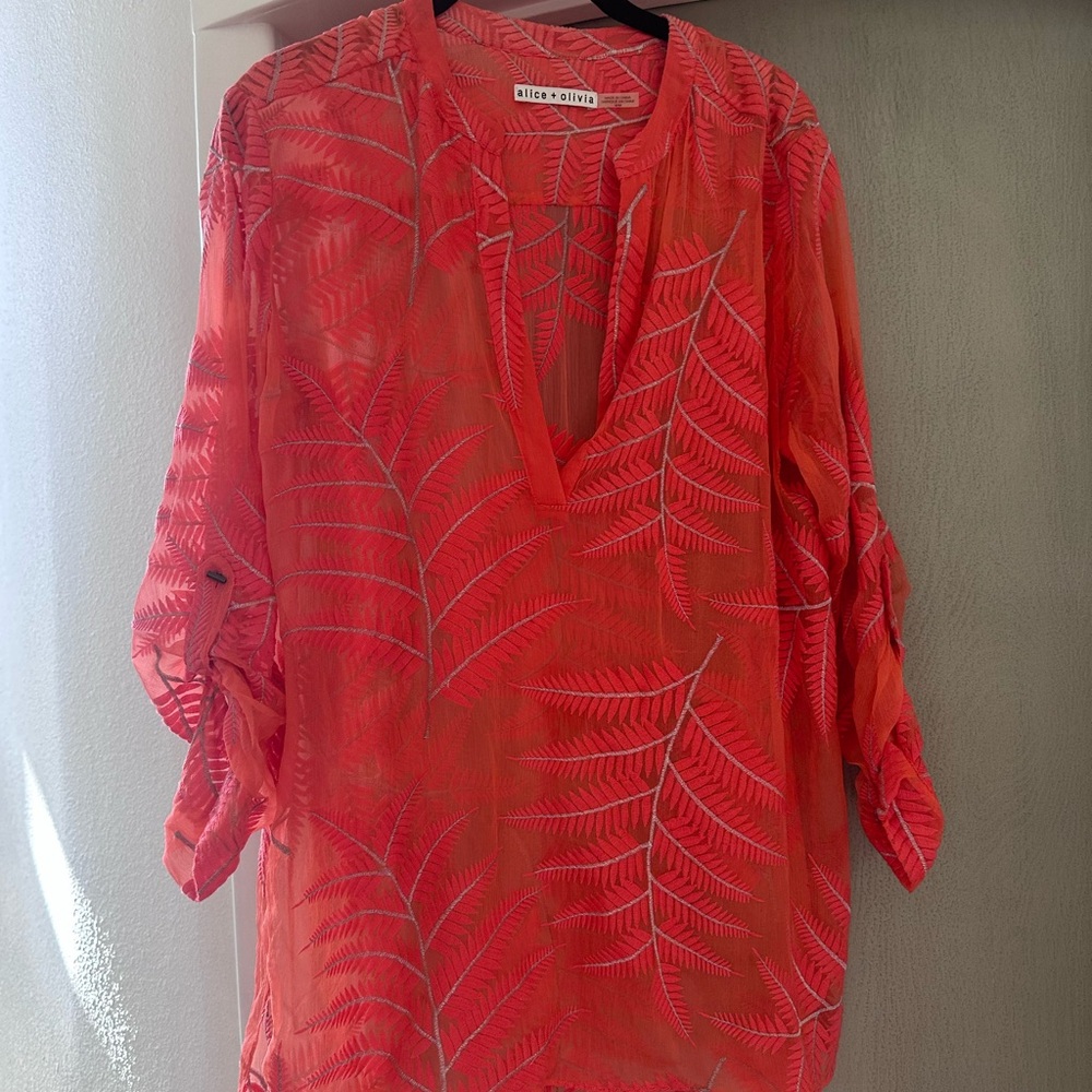 Alice + Olivia Vibrant coral tunic